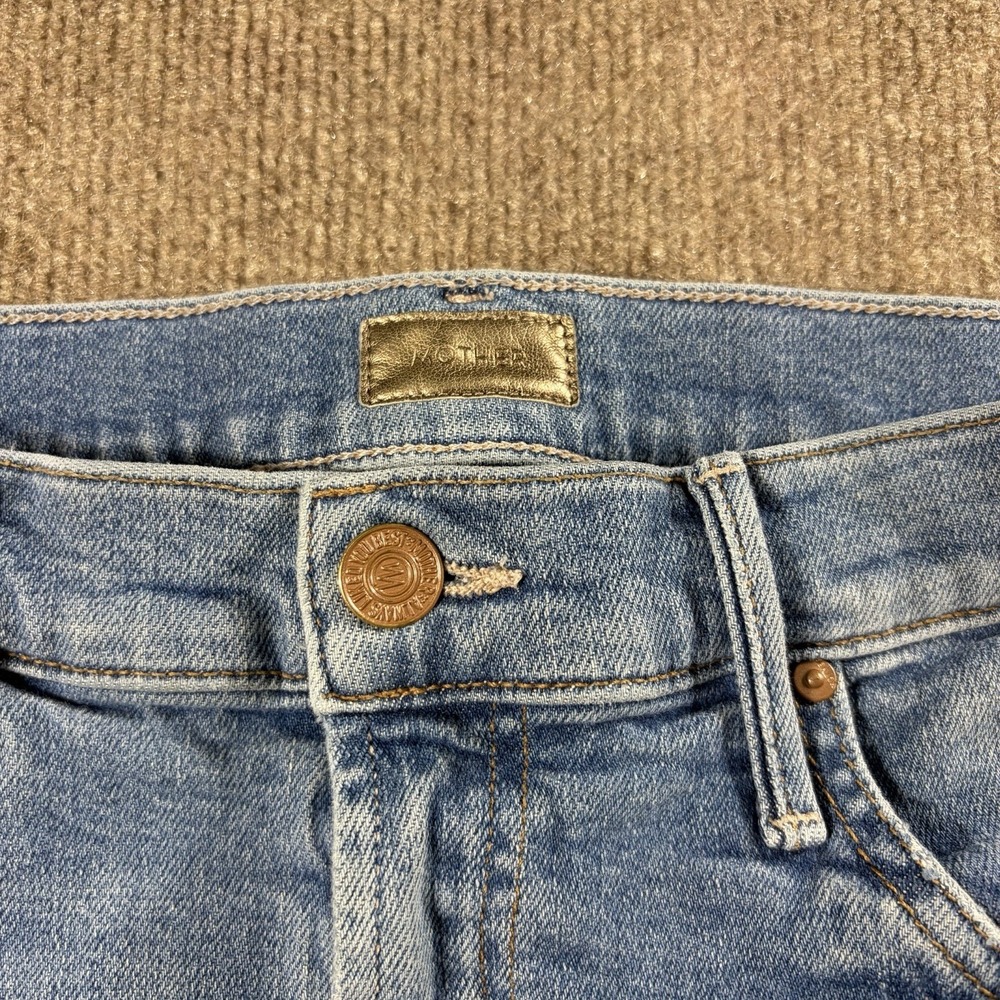MOTHER The Insider Crop Step Fray Jeans Womens 27 Blue High Rise Flare USA - Picture 4 of 9